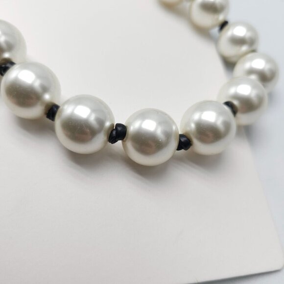Zara Faux Pearl Necklace With Black Knot Adjustable Cord - Picture 2 of 4